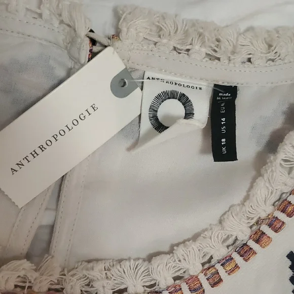 NWT Anthropologie White Midi Dress with Multicolor Embroidery - Picture 2 of 6